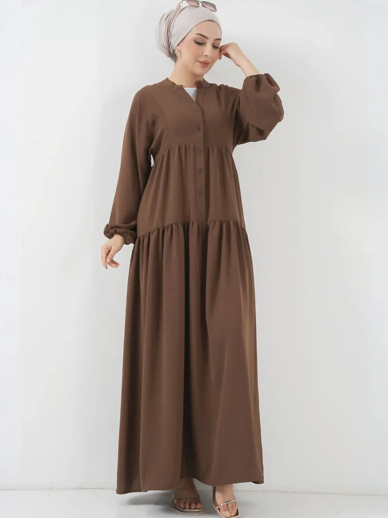 بيغ دارت BDART V-Neck Button Closure Relaxed Fit Maxi Dress