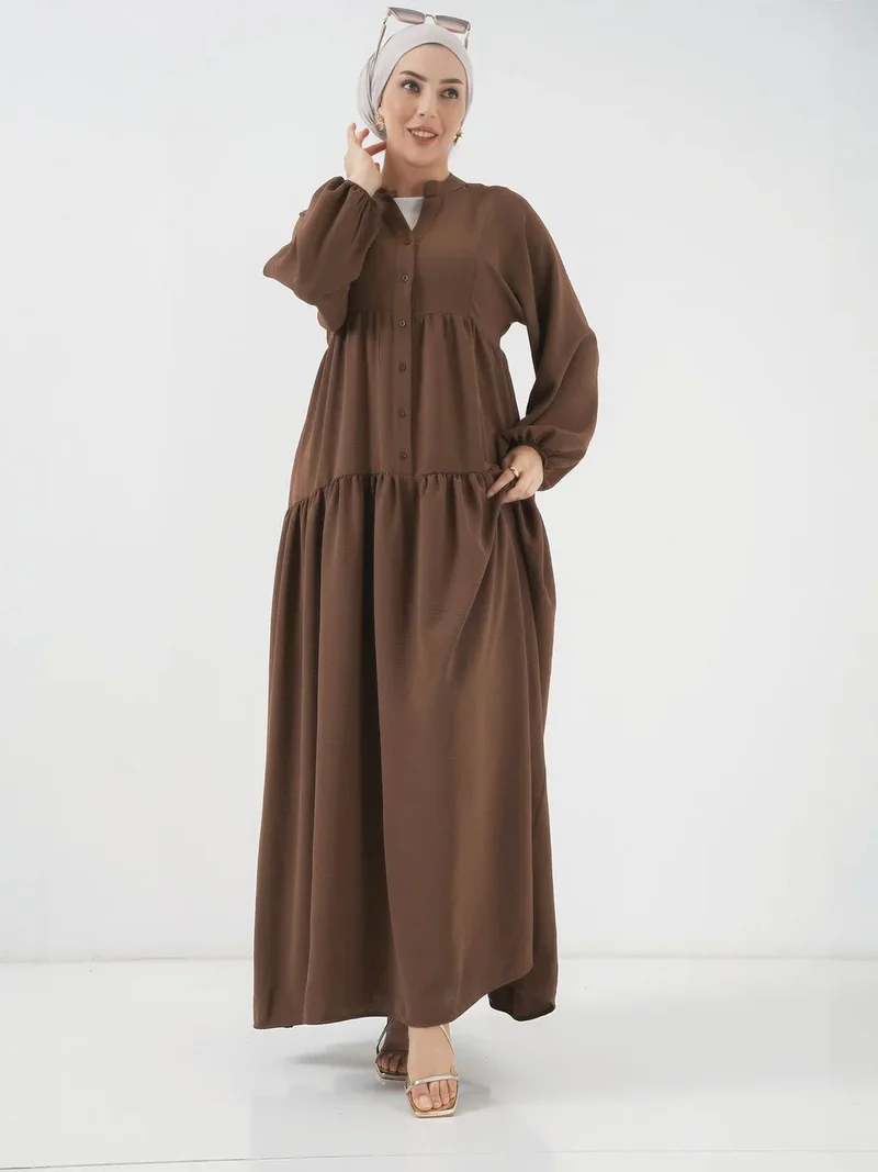بيغ دارت BDART V-Neck Button Closure Relaxed Fit Maxi Dress