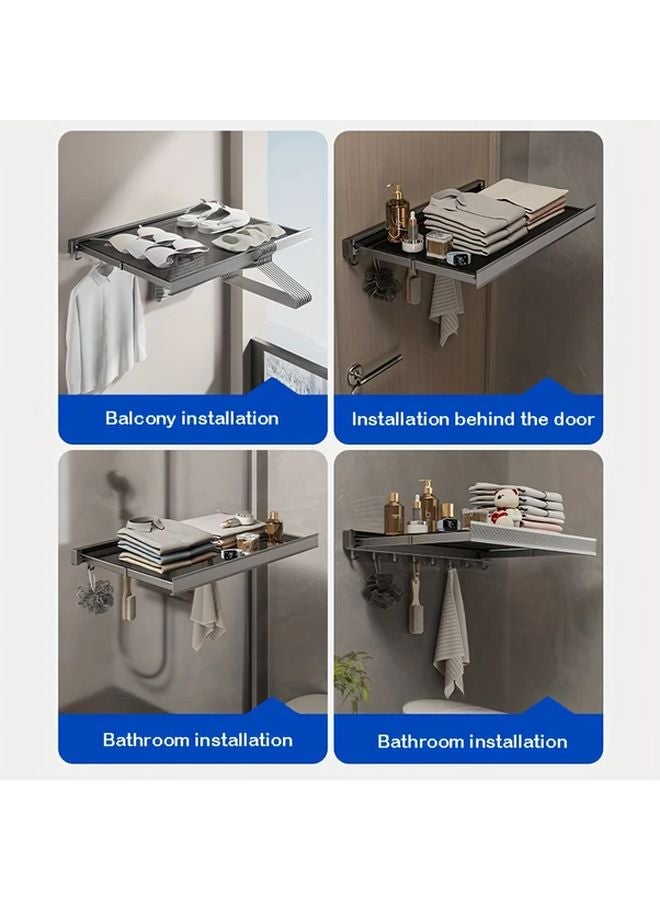 رفافة تجفيف سوداء قابلة للطي توفير المساحة قابلة للطي للشرفة وحمام التخزين - Image 3