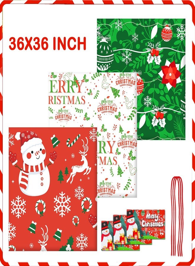 Sofier 3pcs Large Christmas Gift Bags 36"x36" Holiday Gift Wrap Jumbo Christmas Bags for Gifts Giant Sacks for Presents Big Xmas Plastic Gift Bags - Image 3
