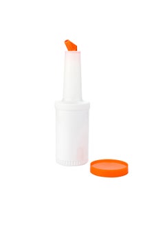 Restaurantware Restaurantware-1 qt Plastic Quick Pour Storage Container Bottle - with Orange Spout and Lid - Bar Storage Bottle - 3 1/2" x 3 1/2" x 13" - 1ct Box - Bar Lux  - Image 1