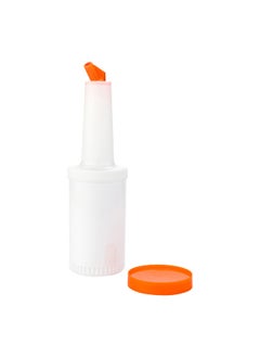 1 qt Plastic Quick Pour Storage Container Bottle - with Orange Spout and Lid - Bar Storage Bottle - 3 1/2" x 3 1/2" x 13" - 1ct Box - Bar Lux