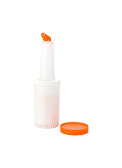 Restaurantware Restaurantware-1 qt Plastic Quick Pour Storage Container Bottle - with Orange Spout and Lid - Bar Storage Bottle - 3 1/2" x 3 1/2" x 13" - 1ct Box - Bar Lux  - Image 5