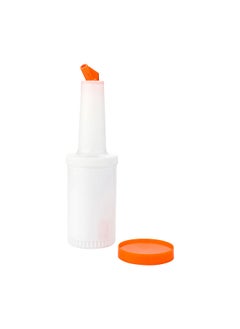 Restaurantware Restaurantware-1 qt Plastic Quick Pour Storage Container Bottle - with Orange Spout and Lid - Bar Storage Bottle - 3 1/2" x 3 1/2" x 13" - 1ct Box - Bar Lux  - Image 4