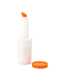 Restaurantware Restaurantware-1 qt Plastic Quick Pour Storage Container Bottle - with Orange Spout and Lid - Bar Storage Bottle - 3 1/2" x 3 1/2" x 13" - 1ct Box - Bar Lux  - Image 2
