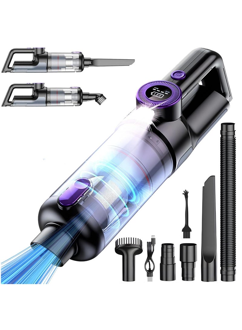 ET-LIFE Handheld Car Vacuum Cordless - Car Vacuum Cleaner with Brushless Motor, 10000PA Strong Suction Vacuum with LED Light, Type C Cable and Charger, Portable Hand Vacuum for Home, Pet and Car - Image 1
