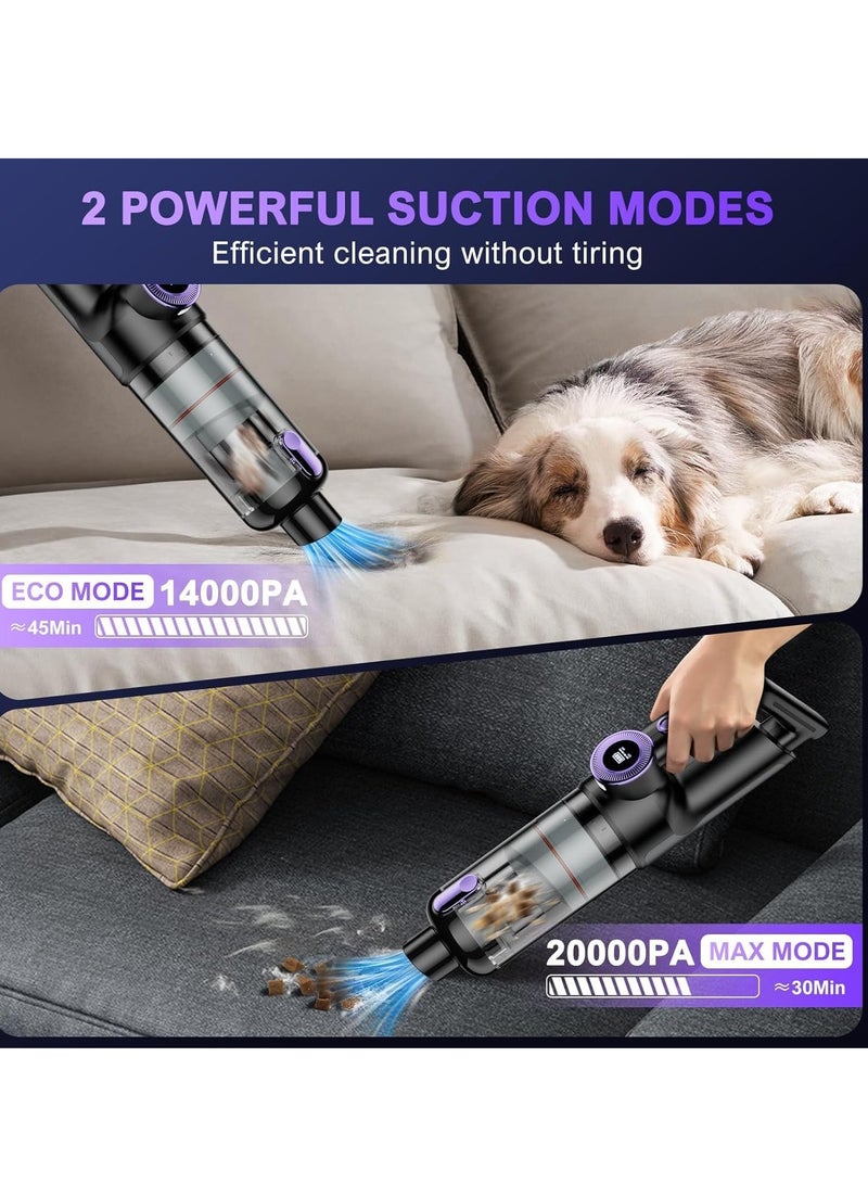ET-LIFE Handheld Car Vacuum Cordless - Car Vacuum Cleaner with Brushless Motor, 10000PA Strong Suction Vacuum with LED Light, Type C Cable and Charger, Portable Hand Vacuum for Home, Pet and Car - Image 3
