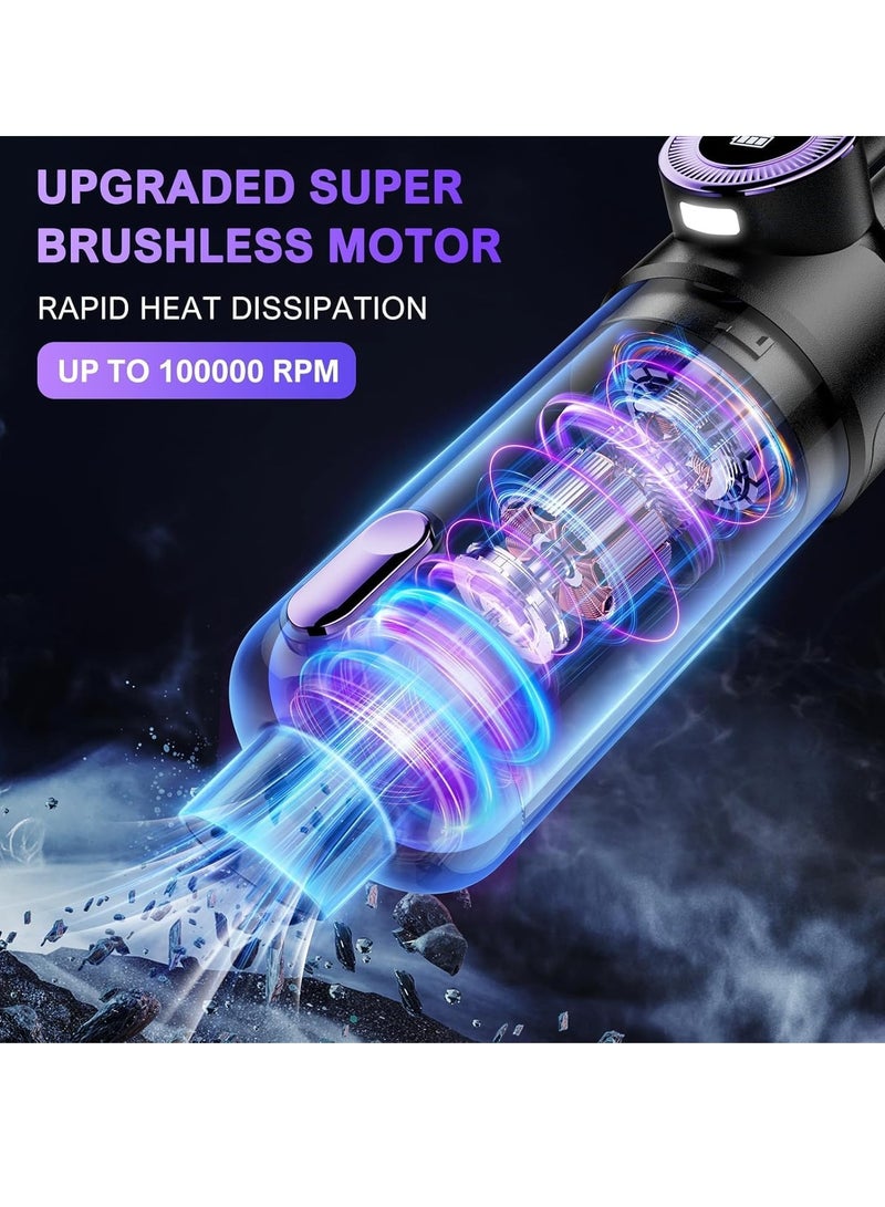 ET-LIFE Handheld Car Vacuum Cordless - Car Vacuum Cleaner with Brushless Motor, 10000PA Strong Suction Vacuum with LED Light, Type C Cable and Charger, Portable Hand Vacuum for Home, Pet and Car - Image 4