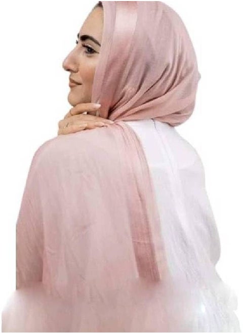 Plain linen muslin scarf with one line pattern, a comfortable and wonderful hijab for women
