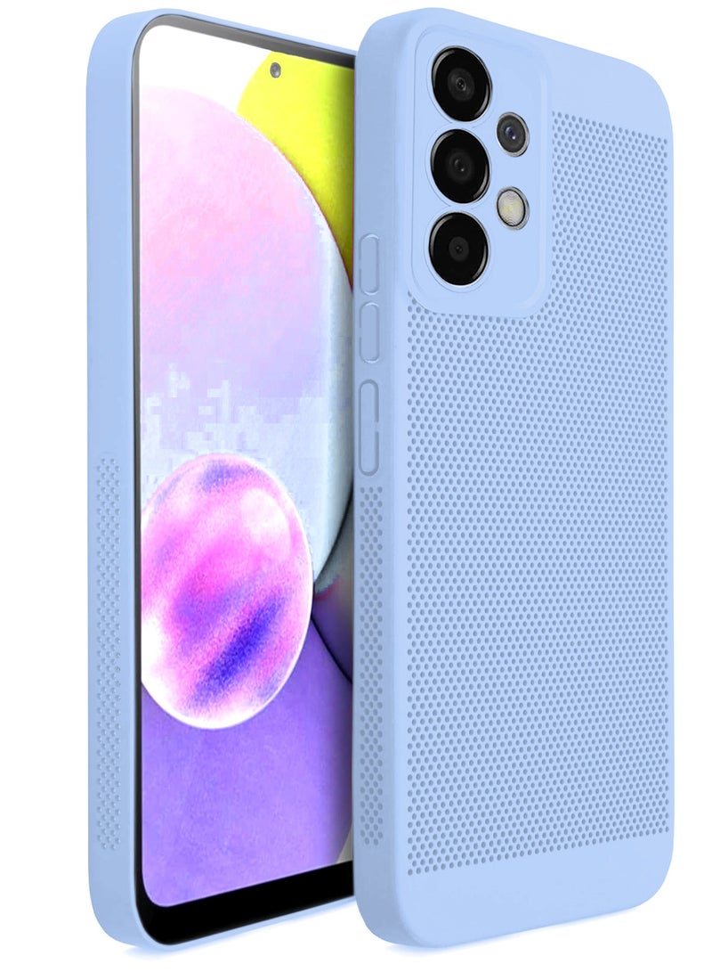 Heat Dissipation Case with Built in Camera Lens Protector Slim Fit Breathable Cooling Anti Fingerprint Hard PC Back ShockproofÂ Cover For Samsung Galaxy A52/A52s (Light Blue)