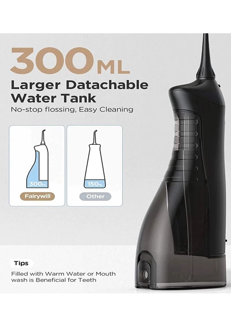 Fairywill - Portable Oral Irrigator USB Rechargeable Dental Water Flosser Jet Irrigator Dental Teeth Cleaner 3 Modes 300ML - Image 1