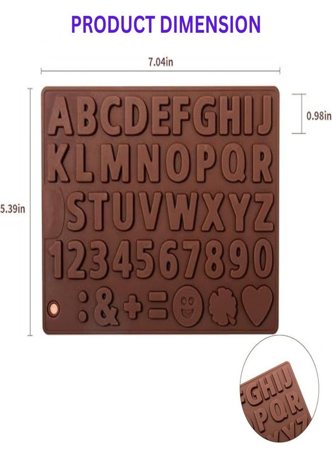 LEGACYCART Silicone Alphabets + Numbers + Emoji Heart Shape Chocolate Jelly Candy Mold, ABCD & 1234 Cake Decorating Baking Mold, Bakeware Cupcakes Mould, Brown - Image 2