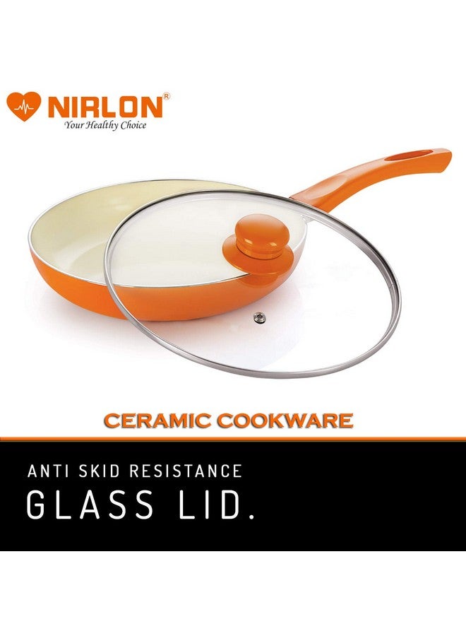 Nirlon مجموعة أواني الطهي السيراميكية غير اللاصقة من نيرلون، قطعتان، برتقالية (CC_FP240_KD240) - Image 4