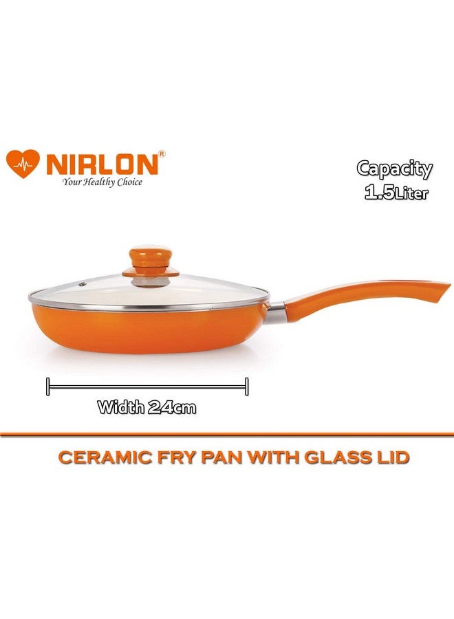Nirlon مجموعة أواني الطهي السيراميكية غير اللاصقة من نيرلون، قطعتان، برتقالية (CC_FP240_KD240) - Image 2