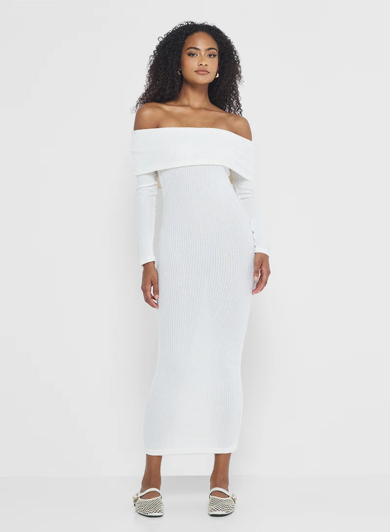 Ginger Basics Off Shoulder Knitted Bodycon Dress