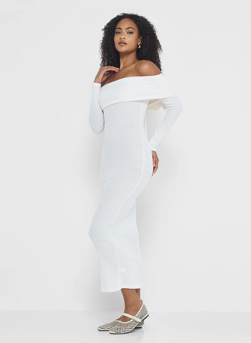 Ginger Basics Off Shoulder Knitted Bodycon Dress