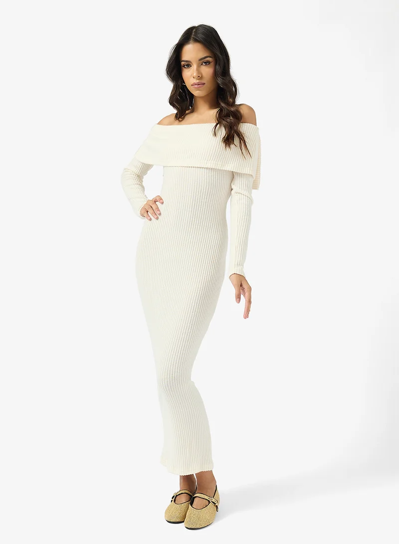 Ginger Basics Off Shoulder Knitted Bodycon Dress