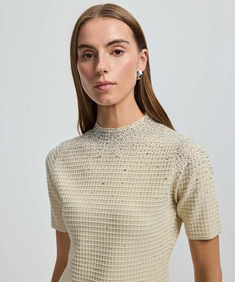 Ipekyol  Rhinestone High-Neck Knit Top for Women | Best Price UAE