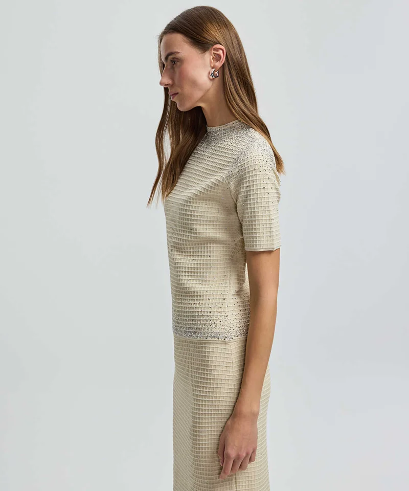 Ipekyol  Rhinestone High-Neck Knit Top for Women | Best Price UAE
