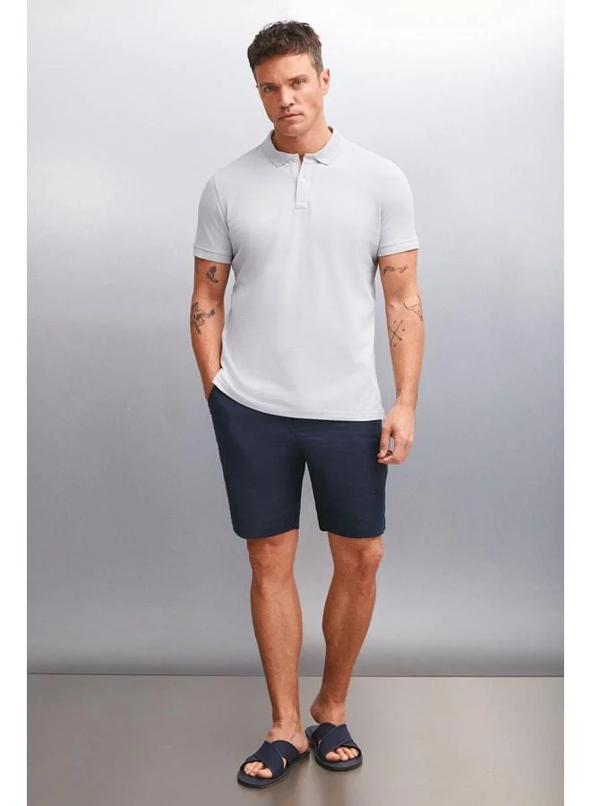 GRIMELANGE MARTEN Men's 100% Cotton Short Sleeve Regular Fit Gray Polo Collar T-shirt