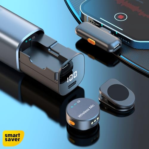 Smart Saver Wirelss 2 Mic for Youtubers, 2.4 GHz,AI Noise Reduction, 360 Degree Sound Capture, Magnetic, Wireless Dual Microphone for Live Streaming, Vlogging, Interviews - Image 2