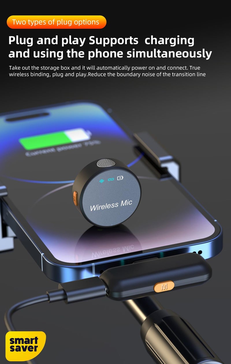 Smart Saver Wirelss 2 Mic for Youtubers, 2.4 GHz,AI Noise Reduction, 360 Degree Sound Capture, Magnetic, Wireless Dual Microphone for Live Streaming, Vlogging, Interviews - Image 3