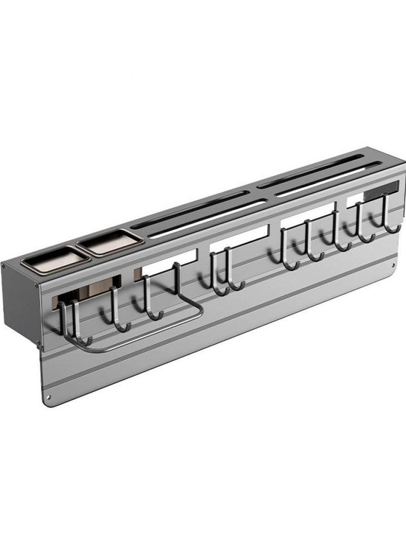 AIWANTO Wall-Mounted Heavy Duty 60cm Kitchen Knife Rack Multi-Purpose Knife Holder Spoon Organizer Cutlery Holder with 12 Hooks & Towel Rack  With partition  Knife Organizer Knife Storage Kitchen Restaurant  - Image 1