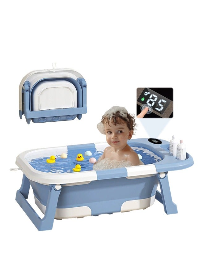 حوض استحمام للأطفال، حوض استحمام قابل للطي مع شاشة عرض درجة الحرارة، حوض استحمام متعدد الاستخدامات لحديثي الولادة والأطفال الصغار - Image 1