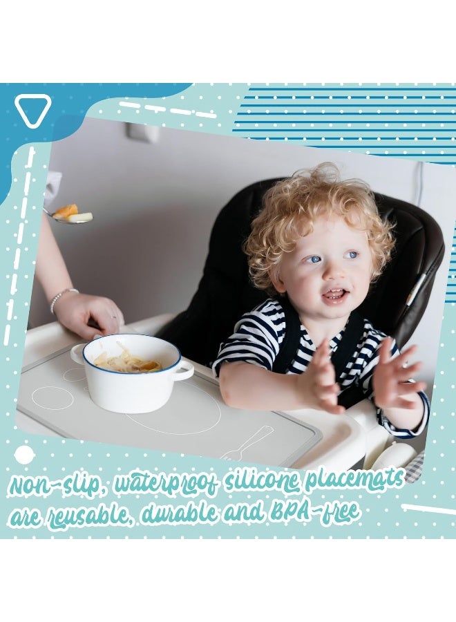 Zhehao 4 Pcs Montessori Kids Placemat 16 x 12'' Non Slip Baby Placemat Silicone Placemats for Toddlers Baby Eating Mat Food Mats for Toddler Dining Table Setting Learning Travel Kitchen (Multi Colors) - Image 5
