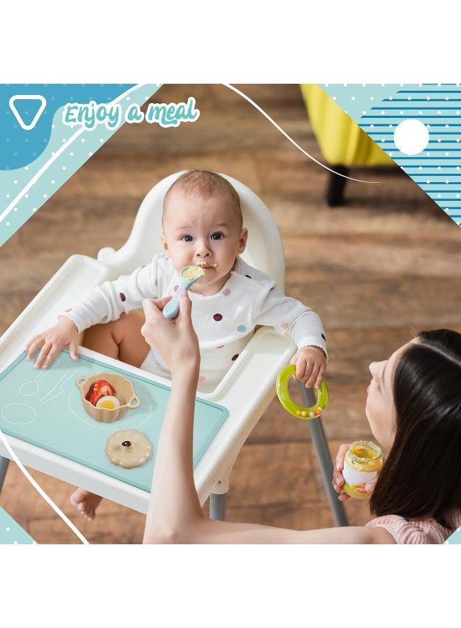 Zhehao 4 Pcs Montessori Kids Placemat 16 x 12'' Non Slip Baby Placemat Silicone Placemats for Toddlers Baby Eating Mat Food Mats for Toddler Dining Table Setting Learning Travel Kitchen (Multi Colors) - Image 4
