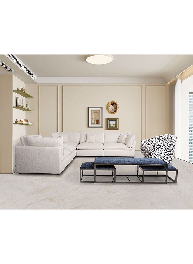 DANUBE HOME Napoleon Ottoman Fabric Modular Sofa Multi Functional Ottoman Chair Soft Upholstered Seat Footrest Modern Design Furniture For Living Room Bedroom L109xW109xH47cm Beige  - Image 3