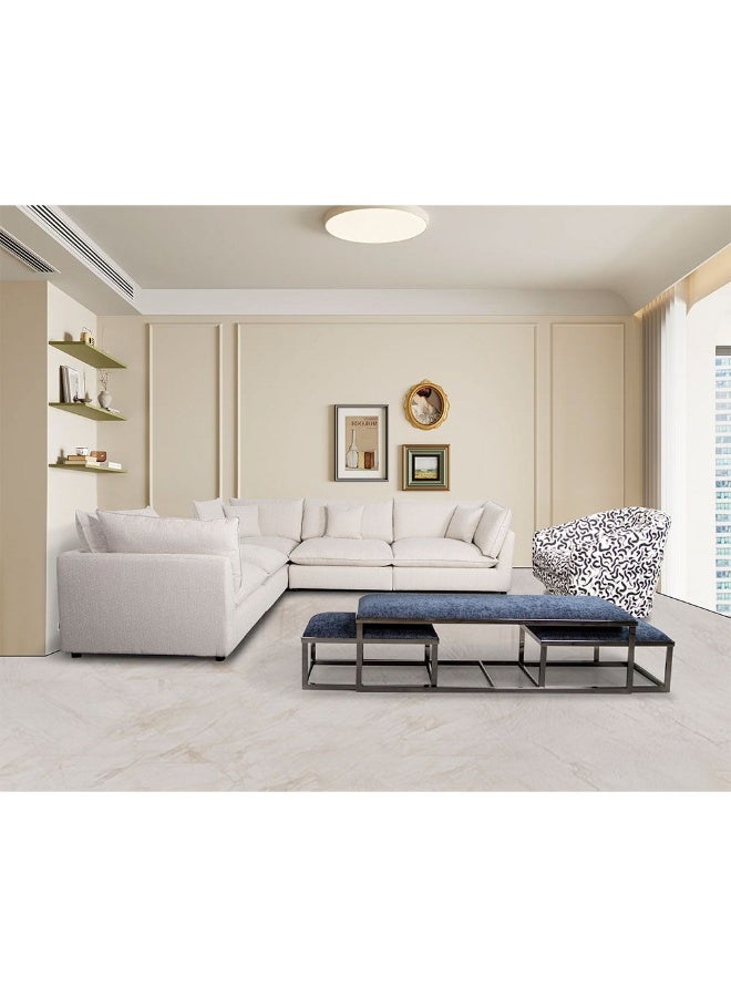 DANUBE HOME Napoleon Ottoman Fabric Modular Sofa Multi Functional Ottoman Chair Soft Upholstered Seat Footrest Modern Design Furniture For Living Room Bedroom L109xW109xH47cm Beige - Image 4