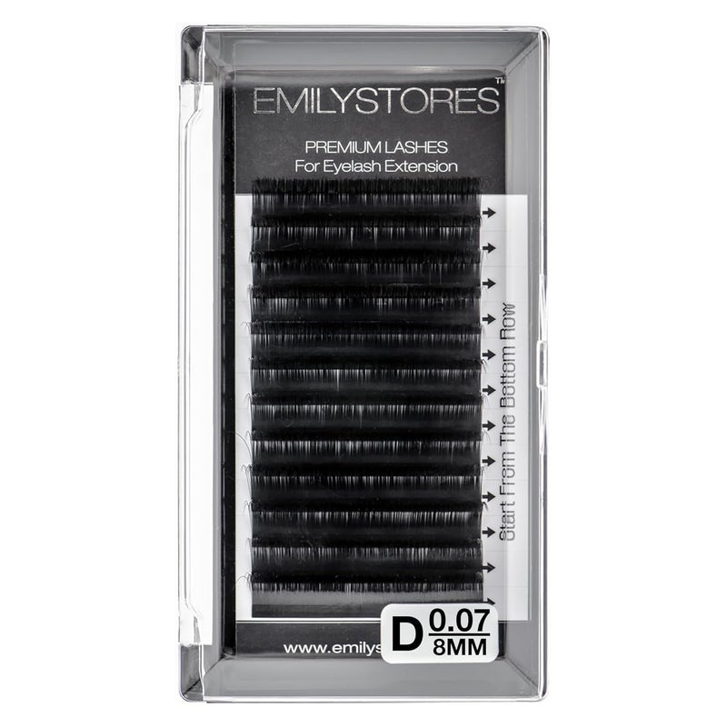 Eyelash Extensions 0.07mm Thickness D Curl Length 8mm Single Size Rapid Volume Eyelash For Lash Extensions, Easy Fan Blooming Flower Lashes, Self Fanning Lashes, (0.07,D,8mm)
