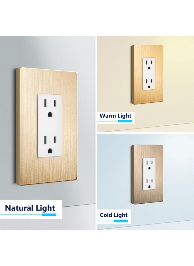 Lider LIDER Brushed Finish Decorator Switch Cover, Screwless Wall Plate, Mid-Size 2-Gang 4.88" x 4.92", Unbreakable Polycarbonate Thermoplastic, UL Listed, LSWP-32M-BGD, Brushed Gold 