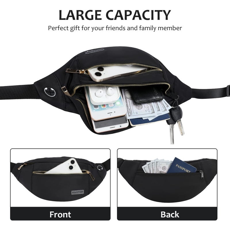 Maxtop Fashion Crossbody Fanny Pack Trendy Belt Bag for Women Men 4-Zipper Pockets Gifts for Enjoy Sports Yoga Festival Workout Running Casual Wallets Waist Pack Travel Bag Carrying All Phones - Image 3