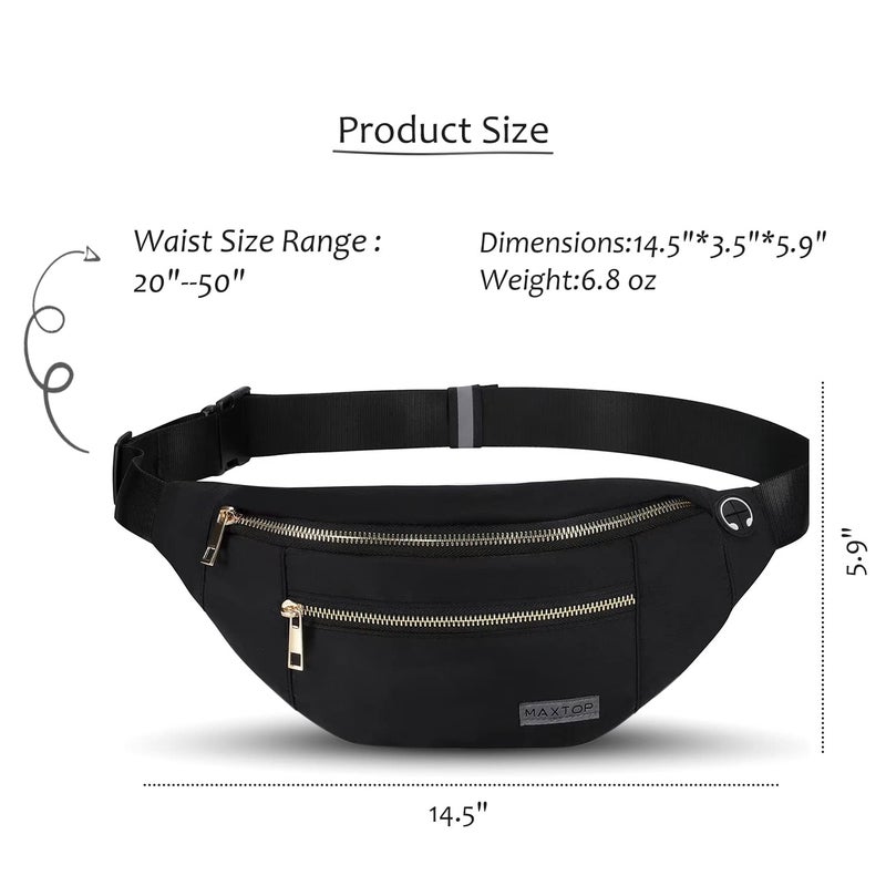 Maxtop Fashion Crossbody Fanny Pack Trendy Belt Bag for Women Men 4-Zipper Pockets Gifts for Enjoy Sports Yoga Festival Workout Running Casual Wallets Waist Pack Travel Bag Carrying All Phones - Image 5