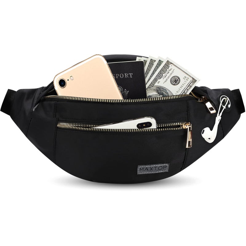 Maxtop Fashion Crossbody Fanny Pack Trendy Belt Bag for Women Men 4-Zipper Pockets Gifts for Enjoy Sports Yoga Festival Workout Running Casual Wallets Waist Pack Travel Bag Carrying All Phones - Image 1