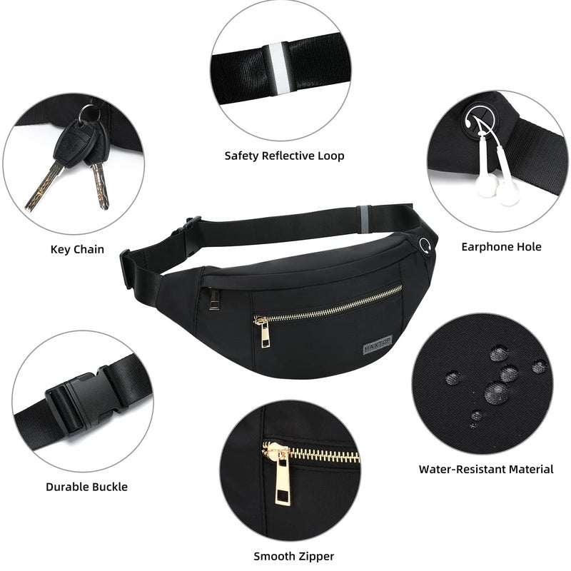 Maxtop Fashion Crossbody Fanny Pack Trendy Belt Bag for Women Men 4-Zipper Pockets Gifts for Enjoy Sports Yoga Festival Workout Running Casual Wallets Waist Pack Travel Bag Carrying All Phones - Image 4