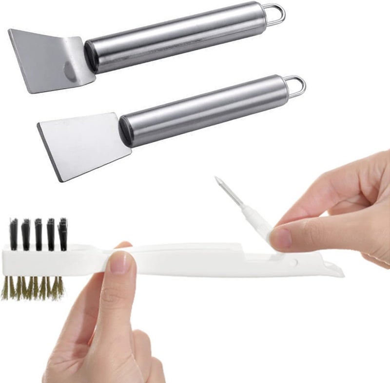 BetterJonny 3 Pcs Kitchen Cleaning Scrub Brush and Scraper Tool Set,BetterJonny Brass Wire Rust Cleaner Brushes & Cooktop Scraper Kitchen Scrub Tools Perfect for pots, Pans, Kitchen,Tile, and Household Cleaning. - Image 1