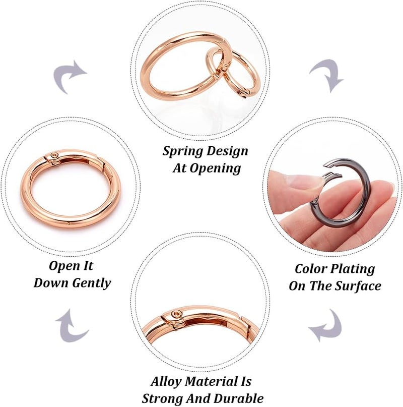 klarako 12pcs Metal O Rings, 3 Colors Alloy Round Spring Snap Hook Clip Trigger Buckles 33mm/47.5mm Spring Keyring Buckles for Keychains Purse Handbag Jewelry DIY Craft Making Accessories - Image 3