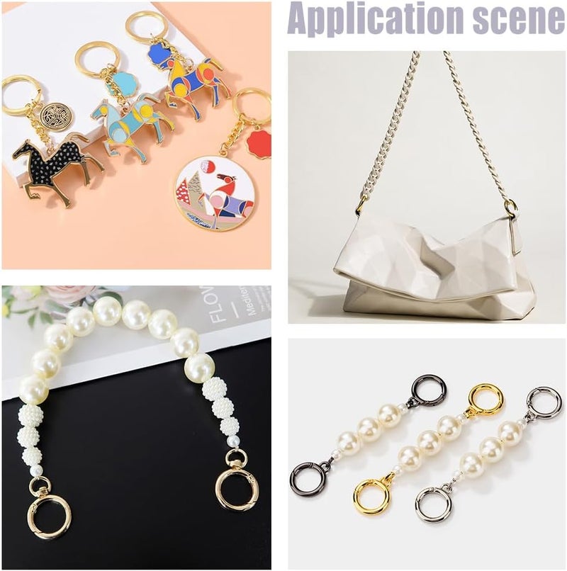 klarako 12pcs Metal O Rings, 3 Colors Alloy Round Spring Snap Hook Clip Trigger Buckles 33mm/47.5mm Spring Keyring Buckles for Keychains Purse Handbag Jewelry DIY Craft Making Accessories - Image 4