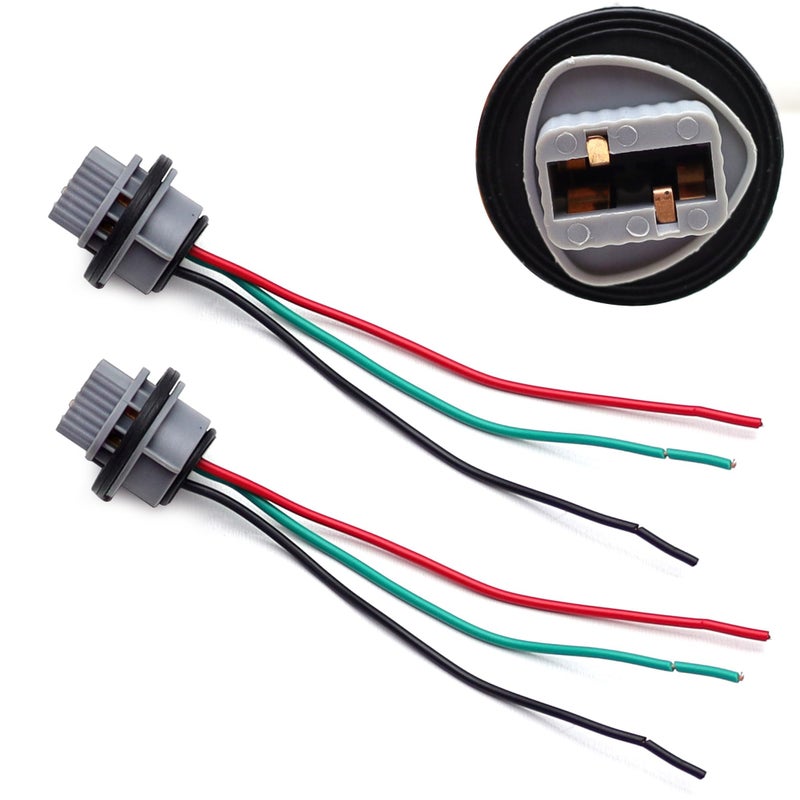iJDMTOY Pair Grey OESpec 3Wire 7443 7444 T20 Taillight TailBrake Light Bulb Plug Adapter Sockets Compatible with Honda CRV Civic Odyssey Nissan Sentra Mitsubishi Lancer Evo Toyota Prius etc