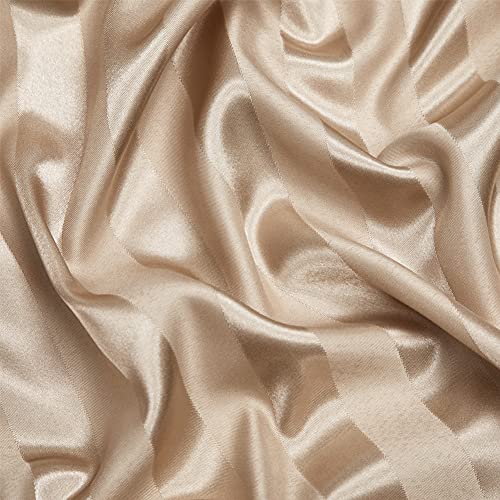 RevenRella 3 Piece Satin Duvet Cover Set Bedding Sets Italian Style 1800 Series Luxury Rich Silk Silky Super Soft Stripes Hidden Zipper Closure Reversible Wrinkle Free Honeymoon(Taupe, Queen) - Image 4