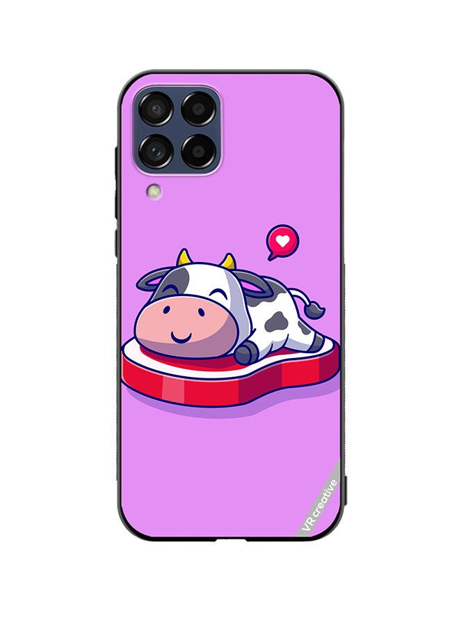 VR CREATIVE Protective Case Cover For Samsung Galaxy M53 Cute Cow Sleeping On Beef Steak Cartoon Design Multicolour - Image 1