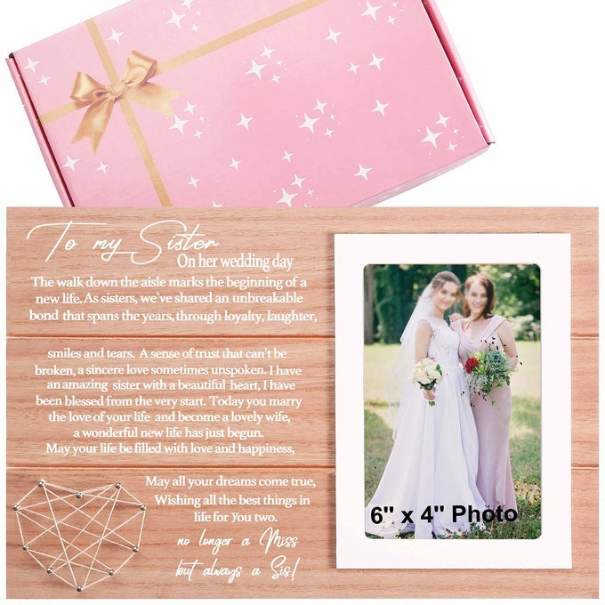 PICTURE FRAME GIFT FOR BRIDE FROM SISTERTO MY SISWEDDING PHOTO FRAME GIFT FOR SISTER ON HER WEDDING DAYGETS MARRIEDBRIDAL SHOWER PRESENTHEN NIGHT BACHELORETTE PARTY PRESENTS FOR HER