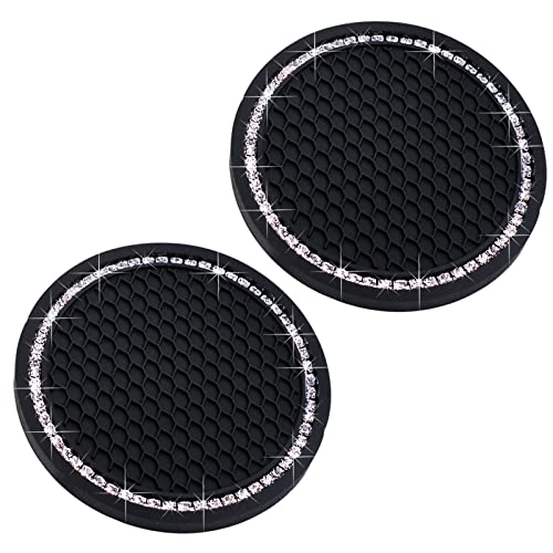 DBlosp Car Cup Holder Coasters, Bling Cup Holder Insert Coaster Car Interior Accessories-2.75 inch Silicone Anti Slip Crystal Rhinestone Car Coaster-Universal (Pack of 2) - Image 1