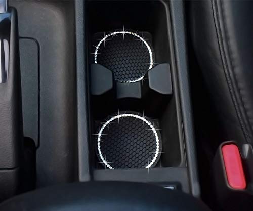 DBlosp Car Cup Holder Coasters, Bling Cup Holder Insert Coaster Car Interior Accessories-2.75 inch Silicone Anti Slip Crystal Rhinestone Car Coaster-Universal (Pack of 2) - Image 4