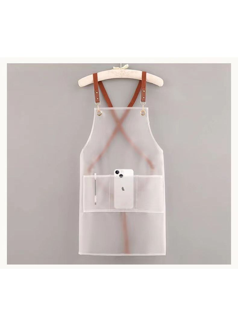 2023 Waterproof Oil-Resistant Apron White Long Pocket 