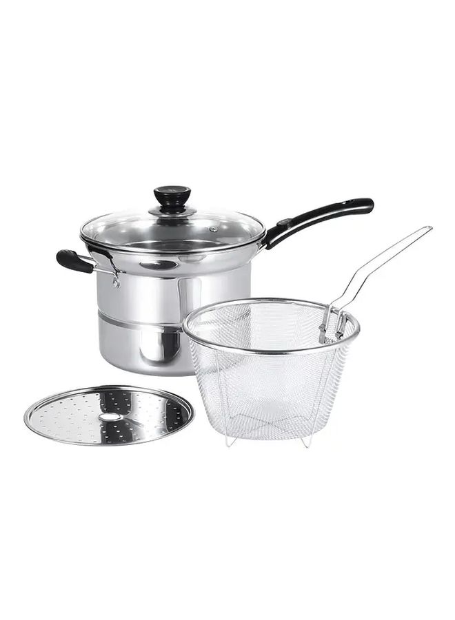 Stainless Steel 3 Piece Multi Functional Cooking Pot Set With Lids For Noodles Soup And Frying Durable Kitchenware For Home Use - Image 1