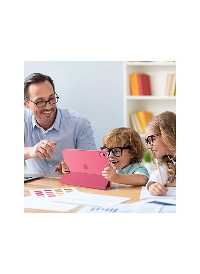 Procases حافظة لجهاز iPad 10th Generation 2022، حافظة iPad 10.9 بوصة، حافظة iPad 10 رفيعة مع حامل خلفي صلب وغطاء ذكي واقي لجهاز iPad 10.9 بوصة من الجيل العاشر 2022 إصدار A2696 A2757 A2777 - وردي - Image 3